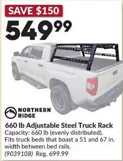 Princess Auto Northern Ridge 660 lb Adjustable Steel Truck Rack offer