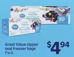Walmart Great Value zipper seal freezer bags offer