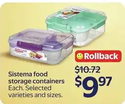 Walmart Sistema food storage containers offer