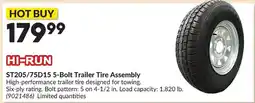 Princess Auto Hi-run st205/75d15 5-bolt trailer tire assembly offer