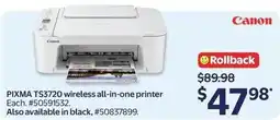 Walmart Canon PIXMA TS3720 wireless all-in-one printer offer