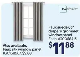Walmart Mainstays faux suede 63" drapery grommet window panel offer