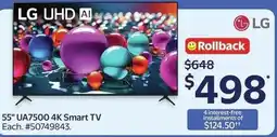 Walmart LG 55" UA7500 4K Smart TV offer