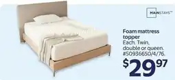 Walmart Mainstays foam mattress topper offer