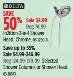 Canadian Tire Delta In2ition 2-in-1 Shower Head, Chrome. 63-1250-8. offer