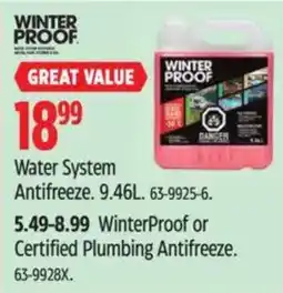 Canadian Tire WinterProof Water System Antifreeze offer