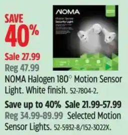 Canadian Tire Noma halogen 180° motion sensor light. white finish. 52-7804-2. offer