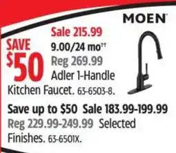 Canadian Tire Moen adler 1-handle kitchen faucet offer