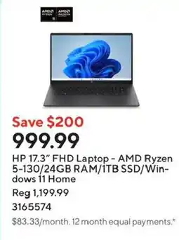Staples Hp 17.3" Fhd laptop offer