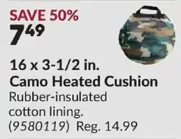Princess Auto Camo Heated Cushion offer