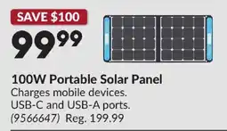 Princess Auto 100w portable solar panel offer