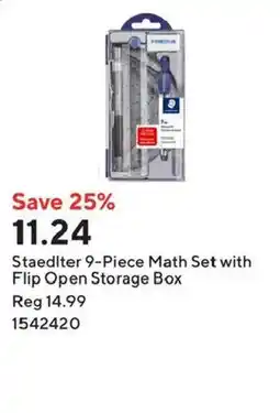 Staples Staedtler 9-Piece Math Set with Flip Open Storage Box offer