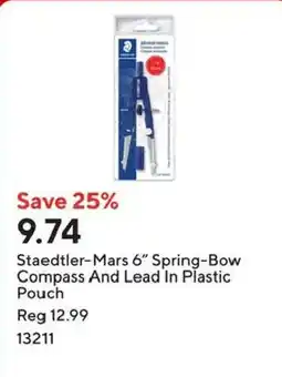 Staples Staedtler-Mars 6" Spring-Bow Compass And Lead In Plastic Pouch offer