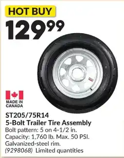 Princess Auto 5-bolt trailer tire assembly offer