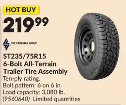 Princess Auto The Carlstar Group ST235/75R15 6-Bolt All-Terrain Trailer Tire Assembly offer