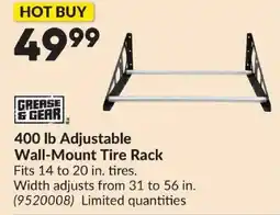 Princess Auto Grease & Gear 400 lb Adjustable Wall-Mount Tire Rack offer