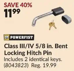 Princess Auto Powerfist class iii/iv 5/8 in. bent locking hitch pin offer