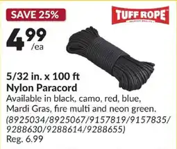 Princess Auto Tuff Rope Nylon Paracord offer