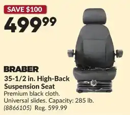 Princess Auto Braber 35-1/2 in. High-Back Suspension Seat offer