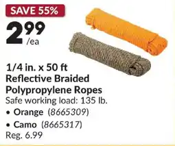 Princess Auto Reflective Braided Polypropylene Ropes offer