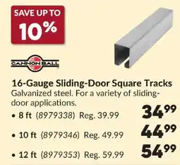 Princess Auto Cannonball 16-Gauge Sliding-Door Square Tracks offer