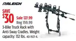 Canadian Tire Raleigh 3-Bike Truck Rack with Anti-Sway Cradles offer