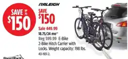 Canadian Tire Raleigh E-Bike 2-Bike Hitch Carrier with Locks offer
