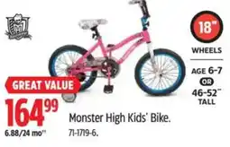Canadian Tire Monster High Kids' Bike offer