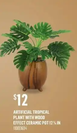 Canac Artificial tropical plant with wood effect ceramic pot offer