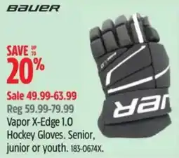 Canadian Tire Bauer Vapor X-Edge 1.0 Hockey Gloves offer