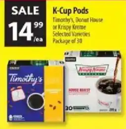 Co-op K-Cup Pods Timothy's, Donut House or Krispy Kreme Selected Varieties offer