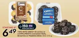 Sobeys Two-bite Oreo Brownies or Compliments Cinnamon Rolls, Brownies or Madeline Bites offer