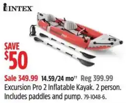 Canadian Tire Intex Excursion Pro 2 Inflatable Kayak offer