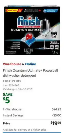 Costco Finish Quantum Ultimate+ Powerball dishwasher detergent offer