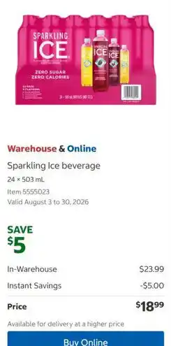 Costco Sparkling Ice beverage offer