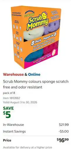 Costco Scrub Mommy colours sponge scratch free and odor resistant offer