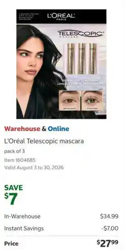 Costco L'Oréal telescopic mascara offer