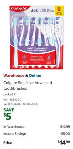 Costco Colgate Sensitive Advanced toothbrushes offer