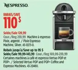 Canadian Tire Nespresso Pixie Espresso Machine Silver offer