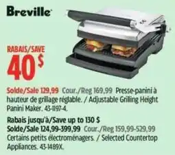 Canadian Tire Breville presse-panini à hauteur de grillage réglable offer