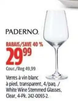 Canadian Tire Paderno white wine stemmed glasses offer