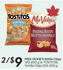 Sobeys Miss Vickie's Kettle Chips or Tostitos Tortilla Chips offer