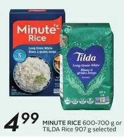 Sobeys Minute Rice Long Grain White or Tilda Rice Long Grain White offer