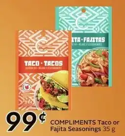 Sobeys Compliments Taco or Fajita Seasonings offer