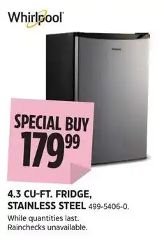 Canadian Tire Whirlpool 4.3 cu-ft. fridge, stainless steel offer