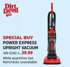 Canadian Tire Dirt Devil power express upright vacuum offer