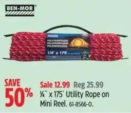 Canadian Tire Ben-mor 1/4" x 175' Utility Rope on Mini Reel offer