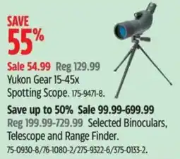 Canadian Tire Yukon Gear 15-45x Spotting Scope offer