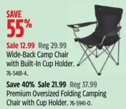 Canadian Tire Wide-Back Camp Chair with Built-In Cup Holder offer
