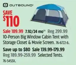 Canadian Tire Outbound 10-Person Big Window Cabin Tent with Storage Closet & Movie Screen offer